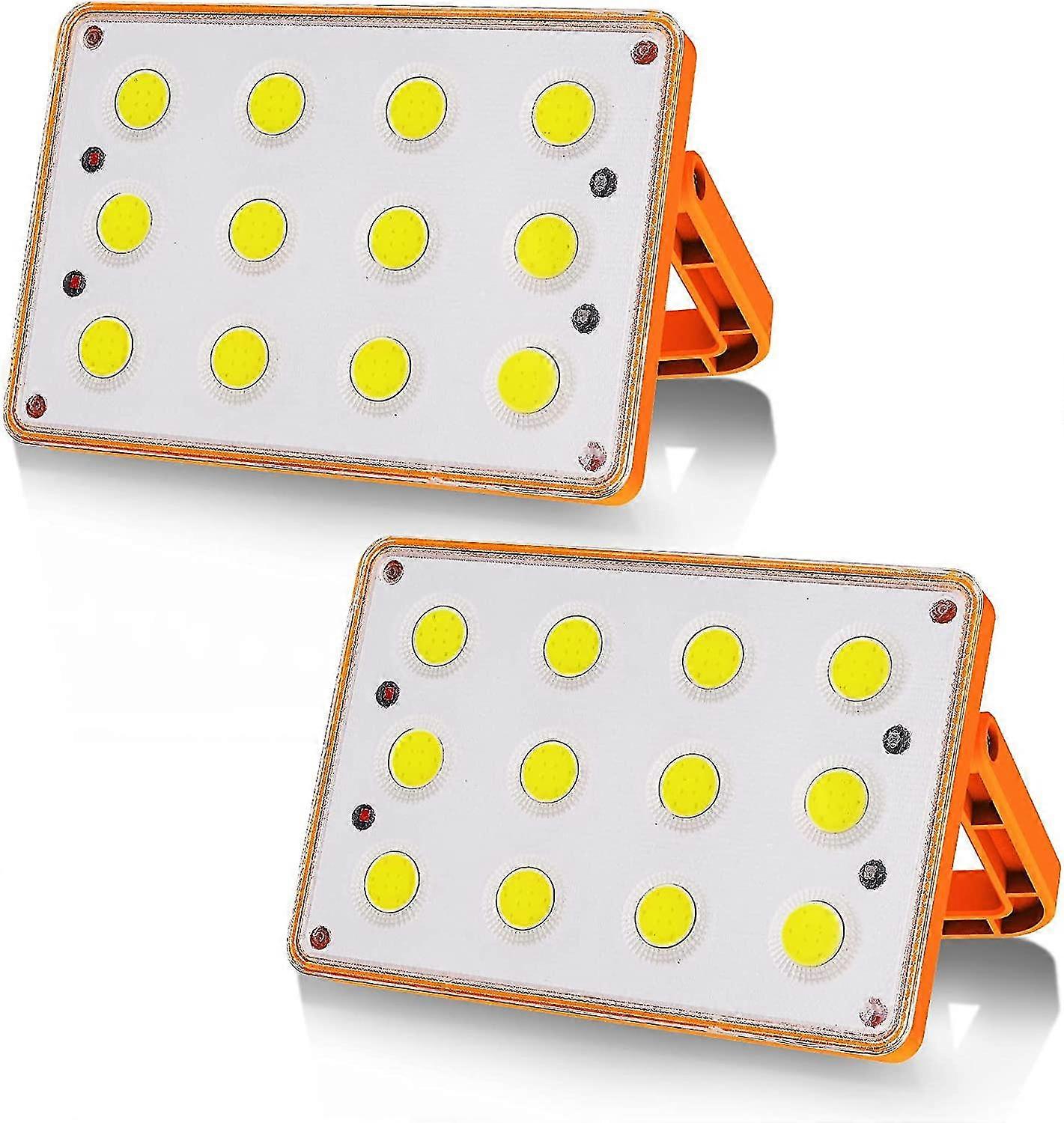 2 Packs 60w Rechargeable Led Floodlight 120 Cob 4 Modes Solar Rechargeable Lamp Led Flood Light Construction Site Work Light Waterproof Rechargeable L