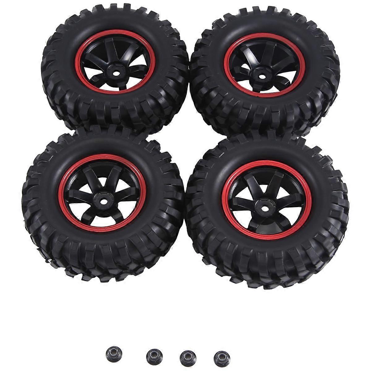 4Pcs 96mm 1.9 Inch Rubber Tires/Tyres and Wheel Rims for Axial SCX10 D90 CC01 1:10 RC Rock Crawler