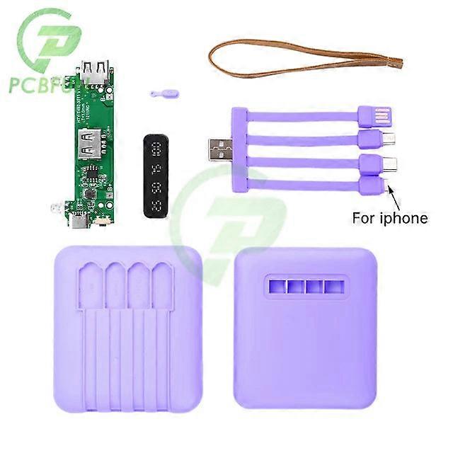 18650 Battery Mobile Power Kits Diy Charging Treasure Kit With Led Light Self-wired Detachable 4-wire 3 Cells