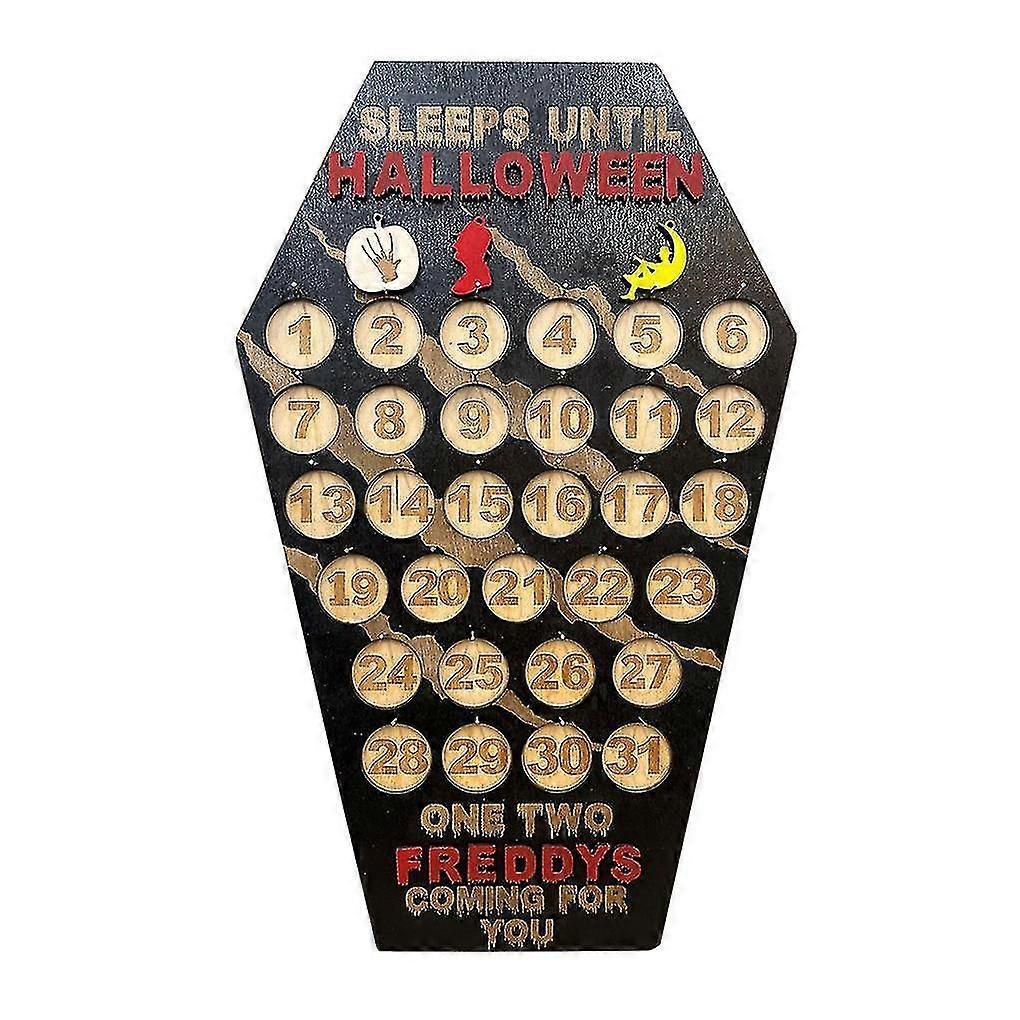 Wooden Halloween Count-down Calendar - Interactive Desktop Decor For