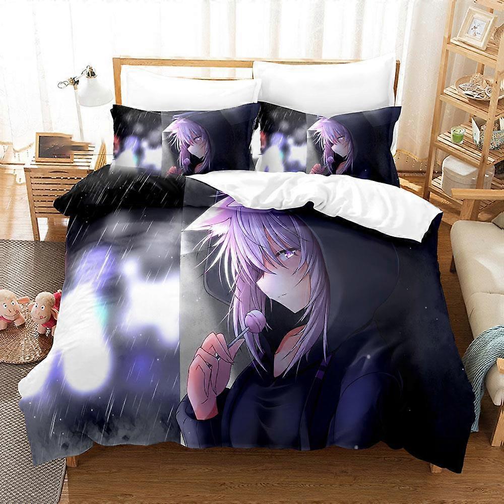 a879 Lakan Anime Nekomata Okayu Sängkläder Set Pojkar Flickor Twin Size Påslakan Örngott Säng Barn Vuxen Mode Hemtextilier Lakan iip879