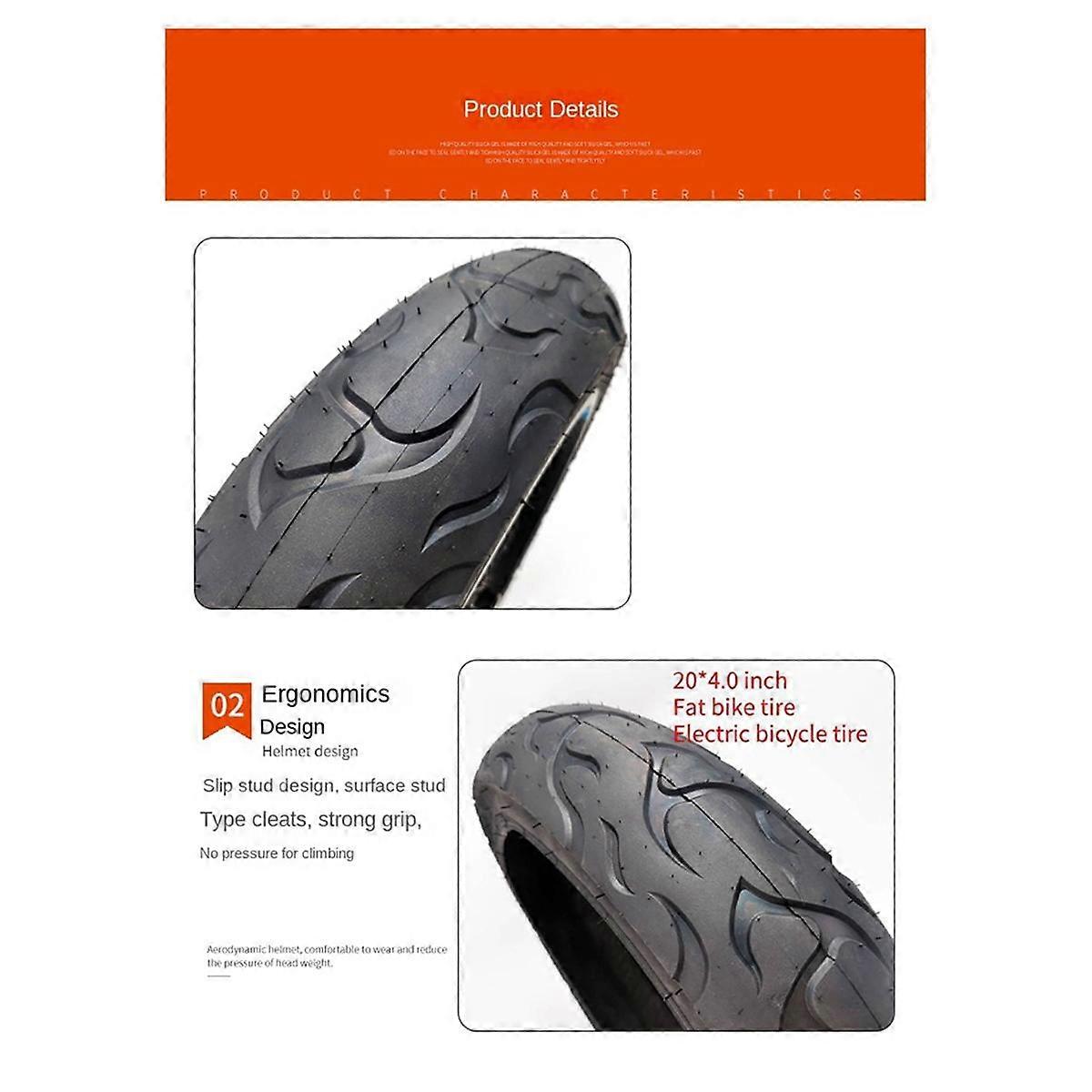 20x4.0 Inch Outer Tube Snowmobile ATV Electric Bicycle Tires Widened Inner and Outer Tires