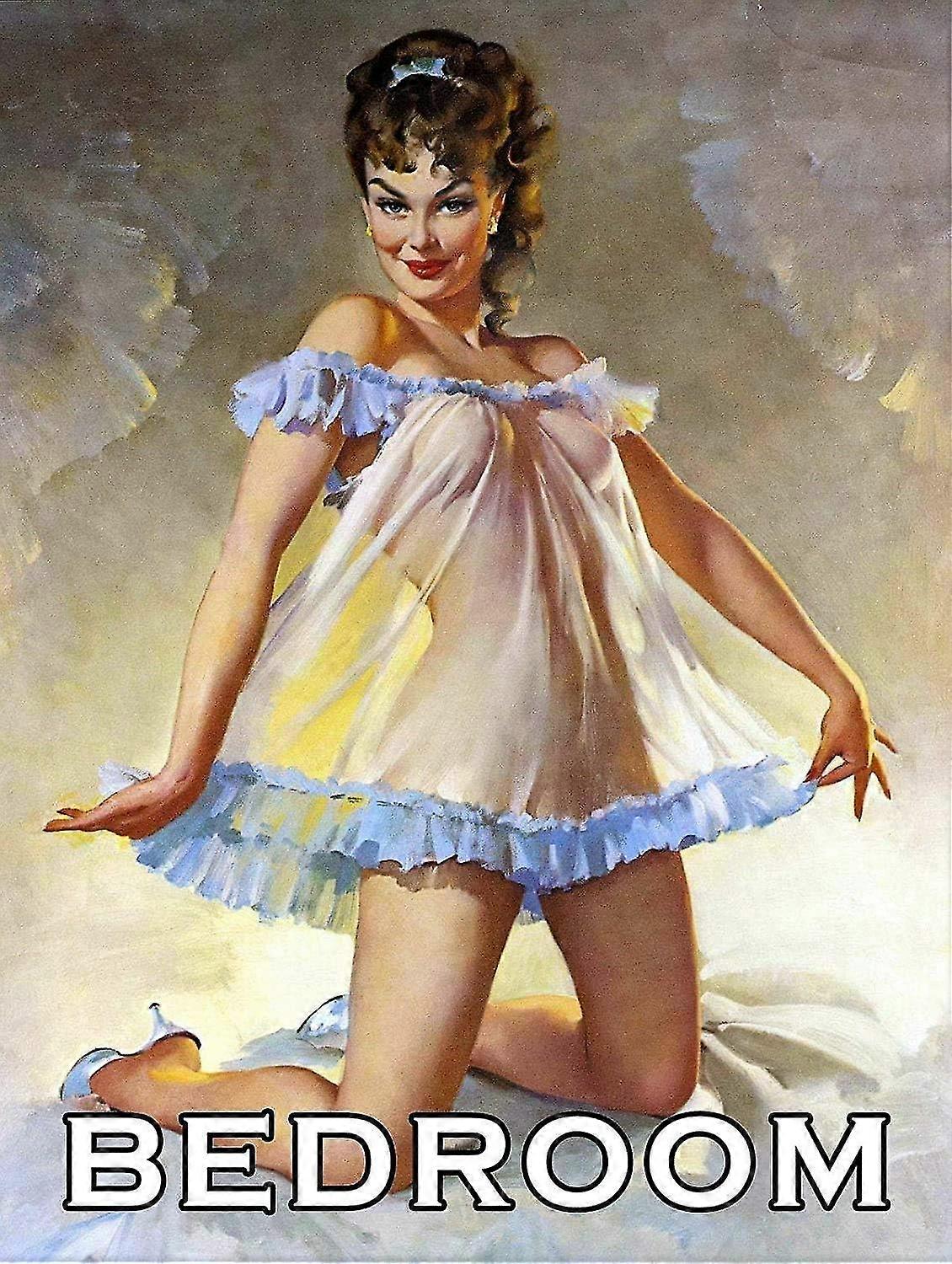 Νέα μεταλλική αφίσα κρεβατοκάμαρα Pin-up κορίτσι vintage μεταλλικό κασσίτερο σημάδι 8x12 ίντσα ή 12x16 ίντσα ρετρό σπίτι τέχνης Β