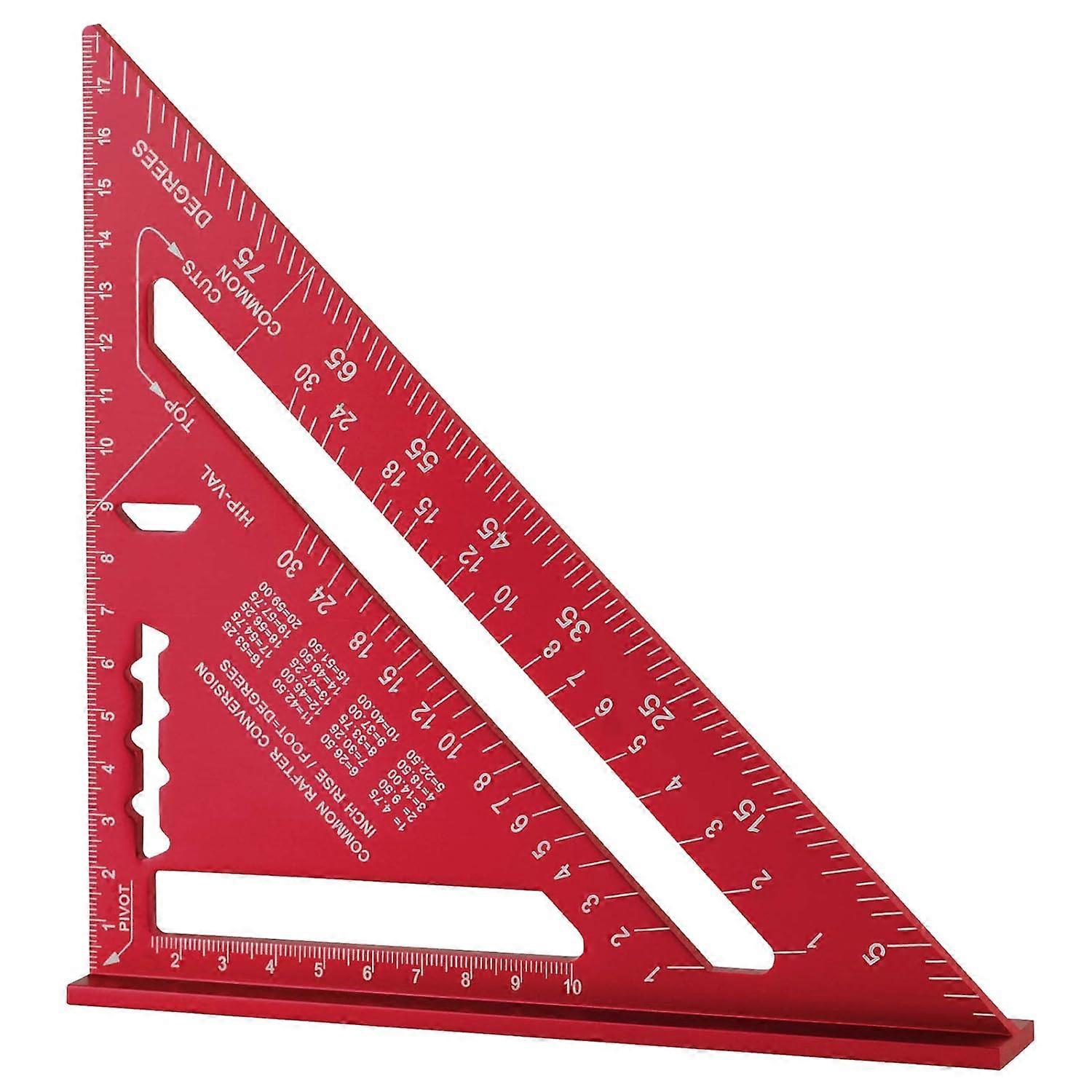 185mm Triangle Ruler,(Red Metric)Square Protractor, Aluminum Alloy High Precision Triangle Ruler, Measuring Tool for Carpenter Engineer
