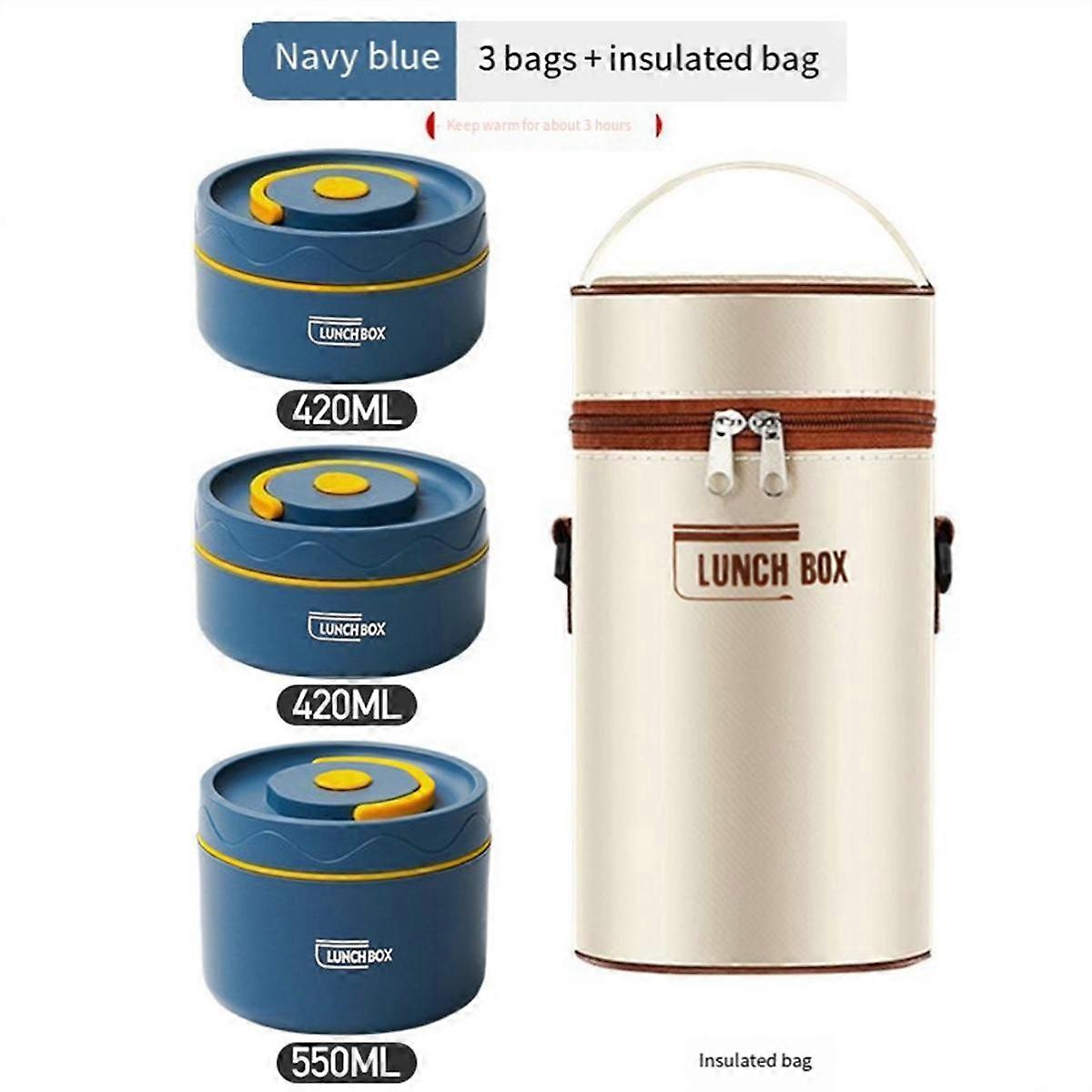 Food Warm Lunch Container,Stainless Steel Thermal Lunch Container Portable Thermal Bento Box Food Container Brown B