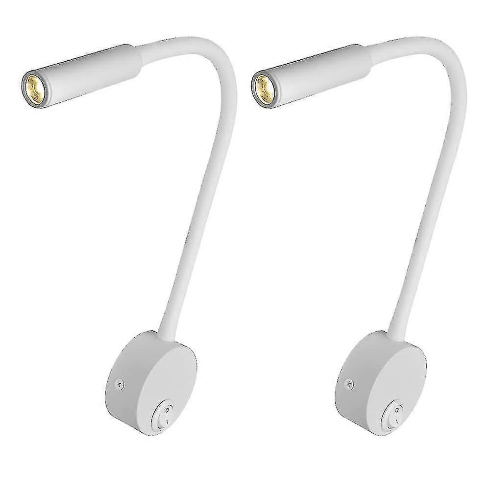 2 Pack White Wall Spotlight - Cob Mount Bedside Lamp - Surface Mounted, 3W, Night Light With Button Switch