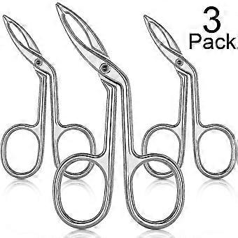 3 Packs Eyebrow Tweezers, Scissors Shaped Eyebrow Straight Tip,Silver Plated