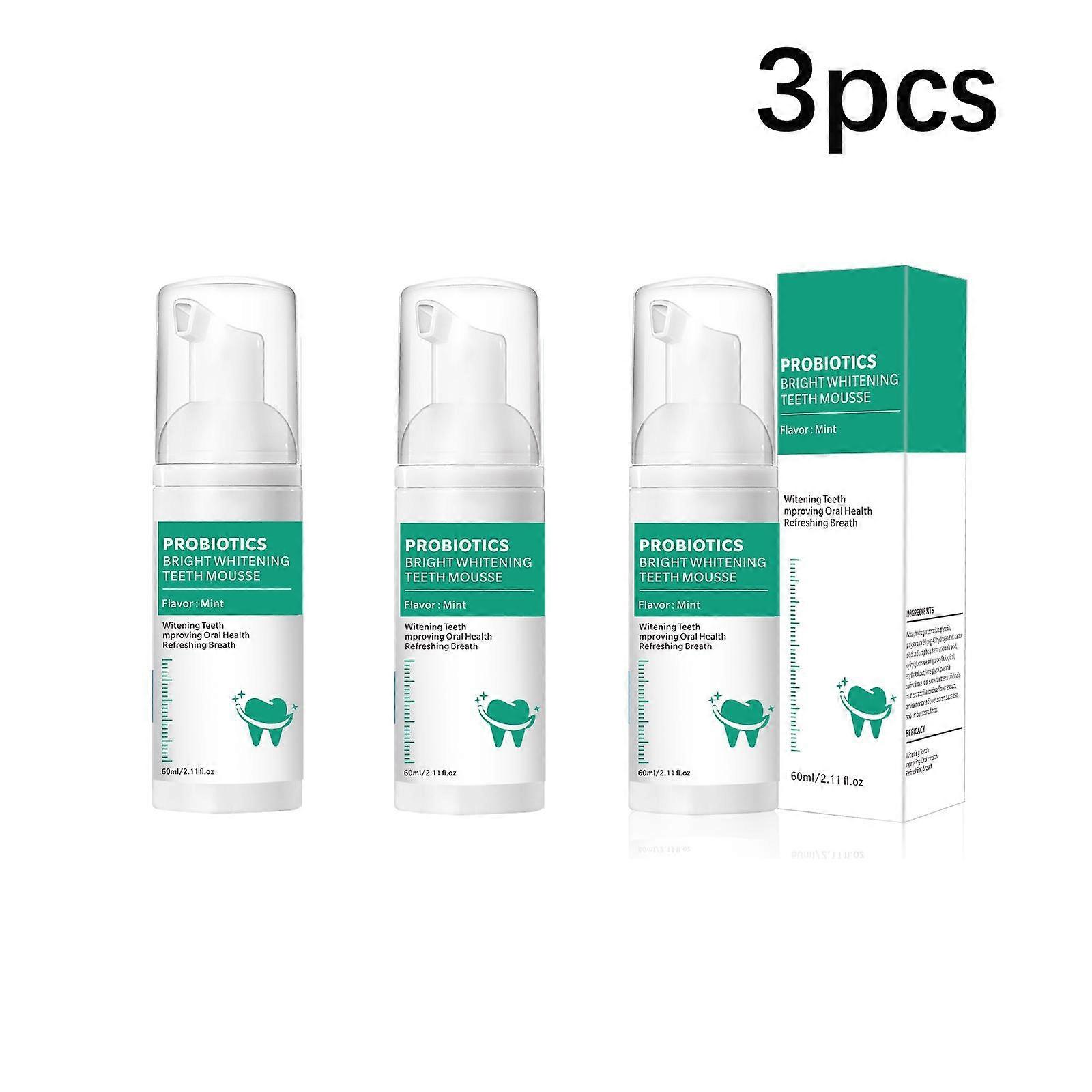 Tandrengöring Mousse Tandkräm Rengör Tandskum, Bleker Tänderna, Tar bort gula och svarta fläckar, Fräschar upp andedräkten A60ml (3 stycken)