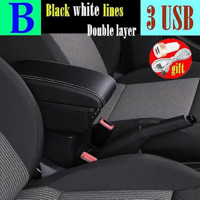 fo Kia Picanto armrest box universal car center console modification accessories double raised with USB