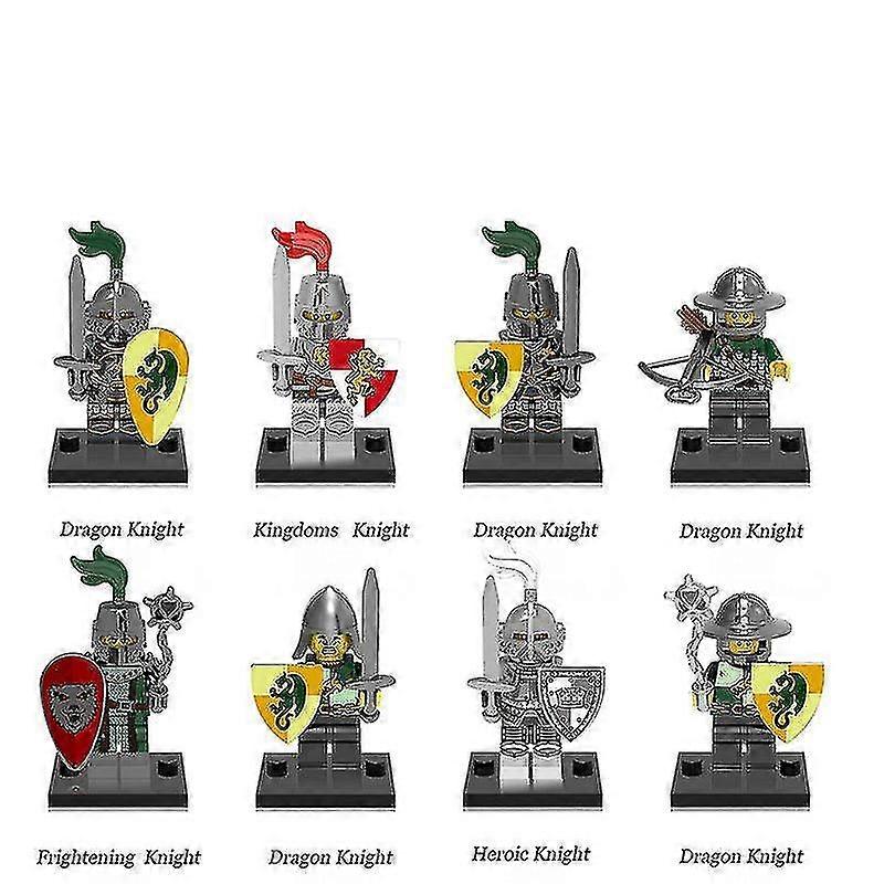 Set Of 8 Knight Figures Building Blocks 3-7cm