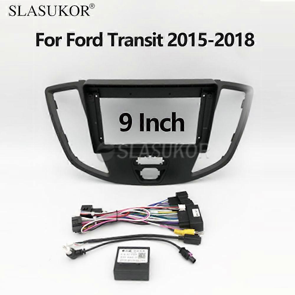 9 INCH Fascia fit For Ford Transit 2015-2018 Panel Dash Mounting Installation Trim Kit Frame Bezel Canbus Cable