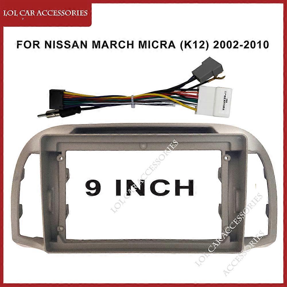 9 Inch For Nissan MARCH Micra (K12) 2002-2010 Car Radio Stereo Android MP5 Player Casing Frame 2 Din Head Unit Fascia Install