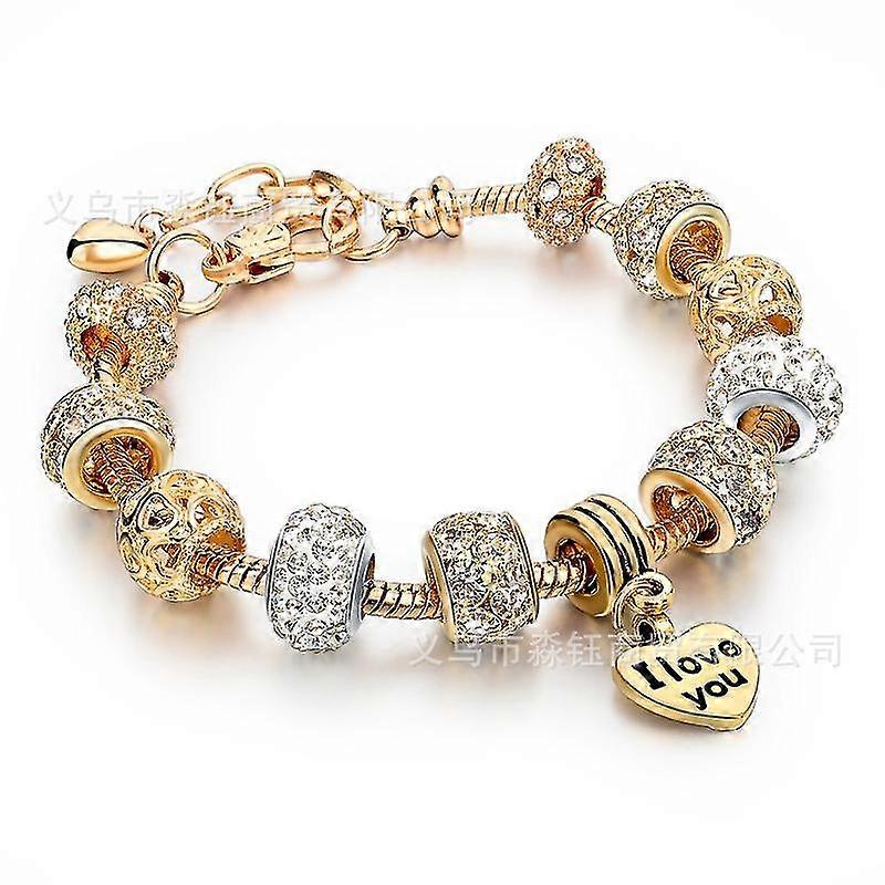 Snake Bone Armbånd Legering Store perler Hjerte Crown Diamant-indkapslet