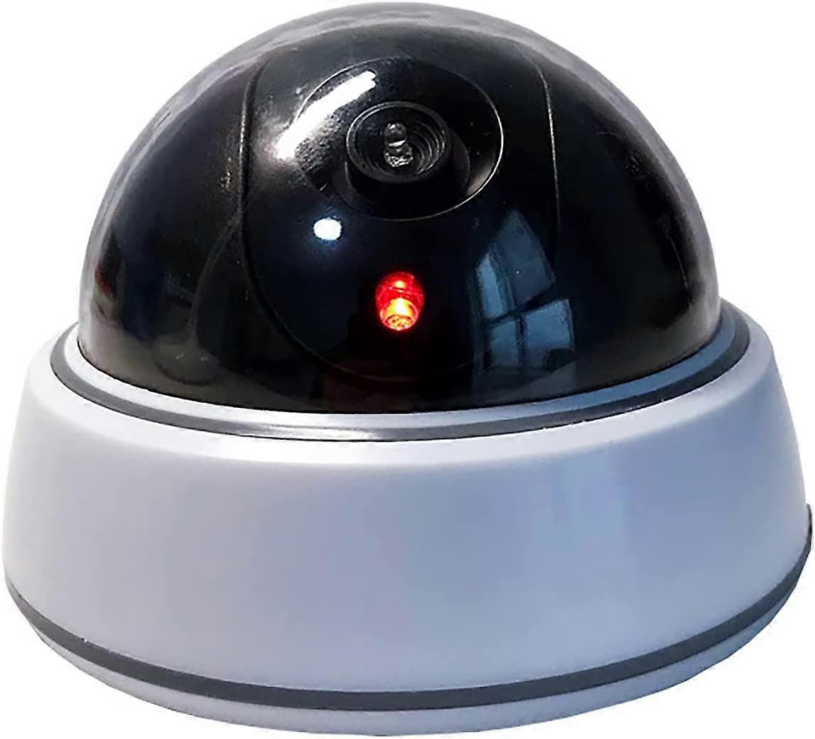 Fake Security Camera, Dummy Hemisphere Camera with Flashing Red LED Light, Simulated Surveillance System