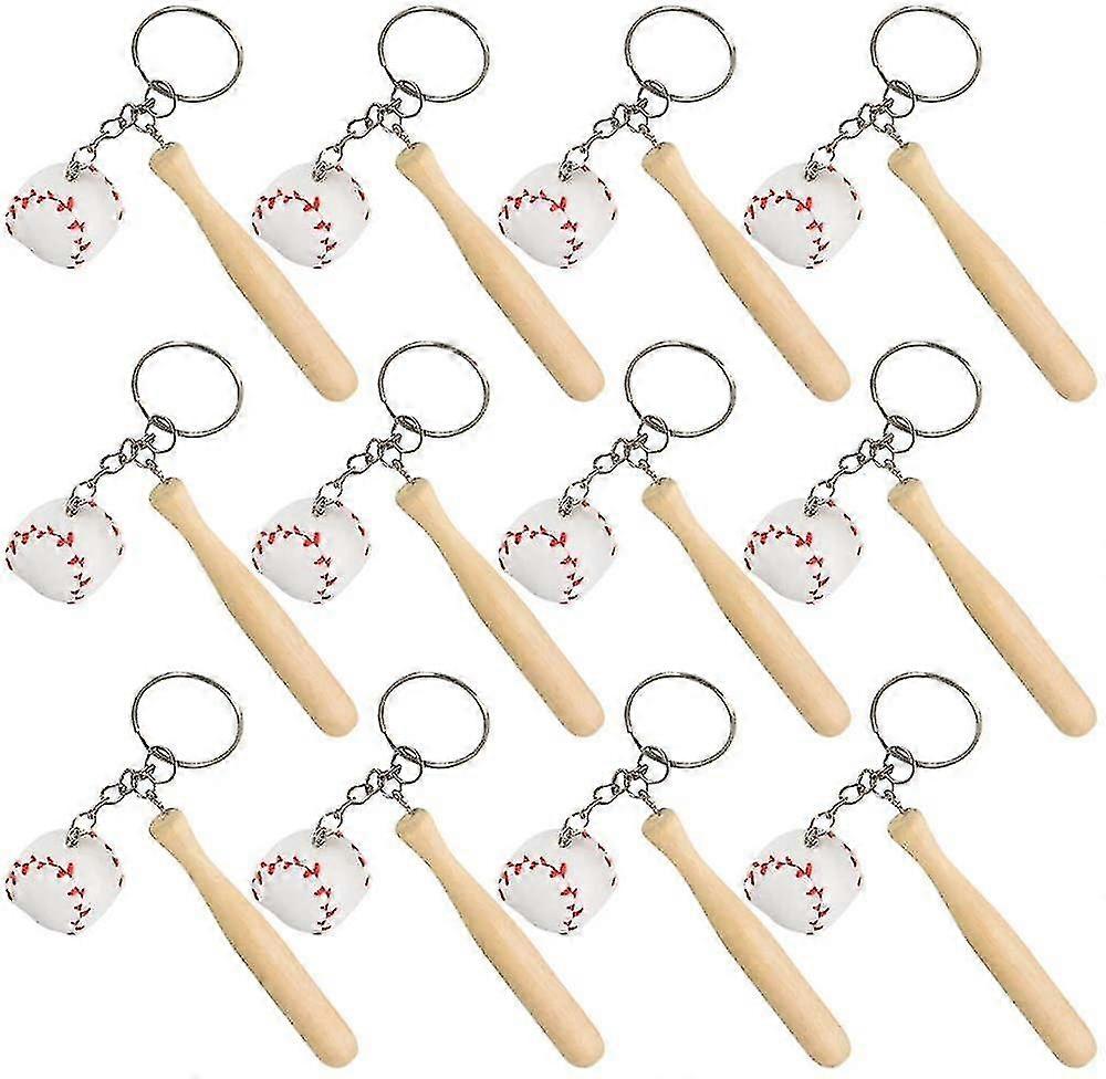 Mini 3" Wooden Bat With Baseball Keychain