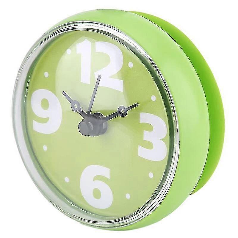 Waterproof Suction Wall Clock Bathroom Accessories Compatible  With Kitchen,green