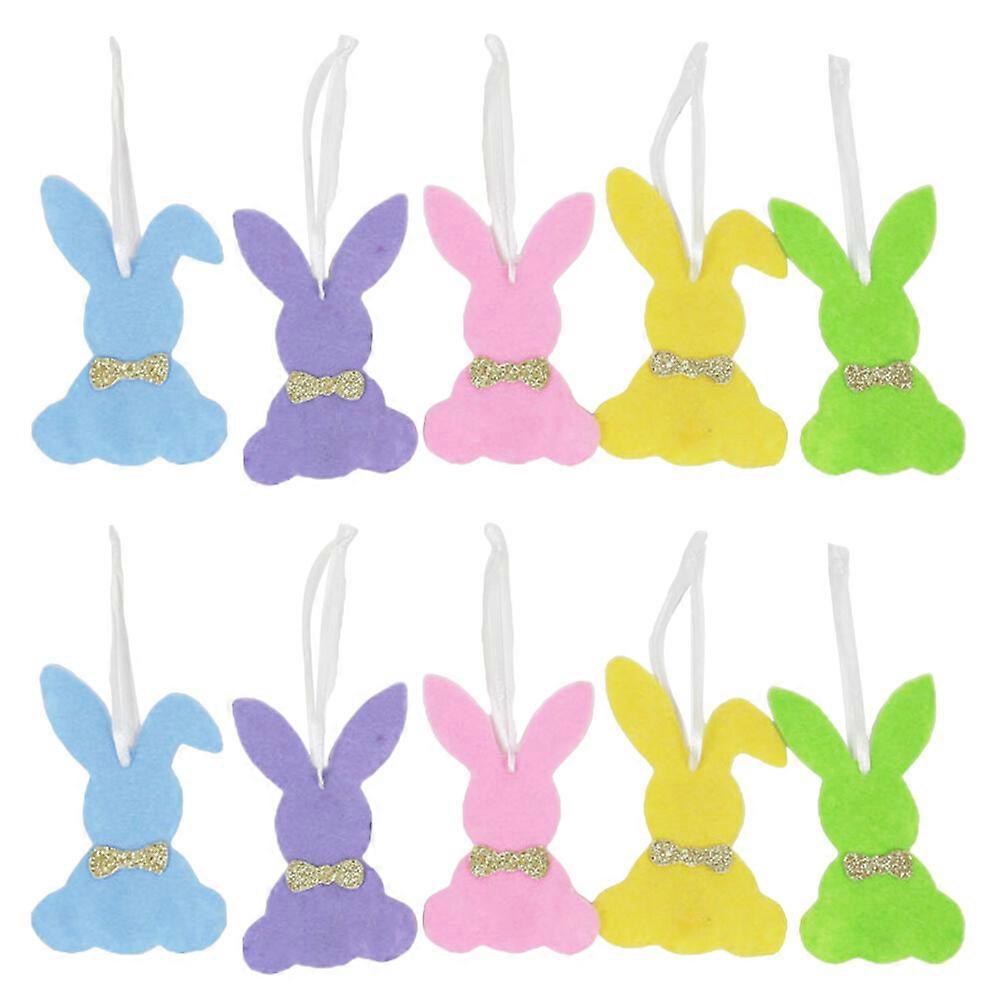10pcs Ostern Hase Ornament Filz Ostern Anhänger Party Layout Dekor (gemischte Farbe)