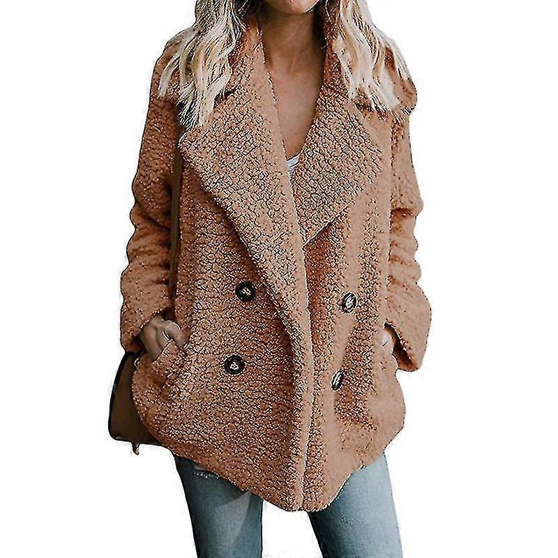 Women's Winter Coat Long Sleeve Lapel Zip Up Oversized Jacket