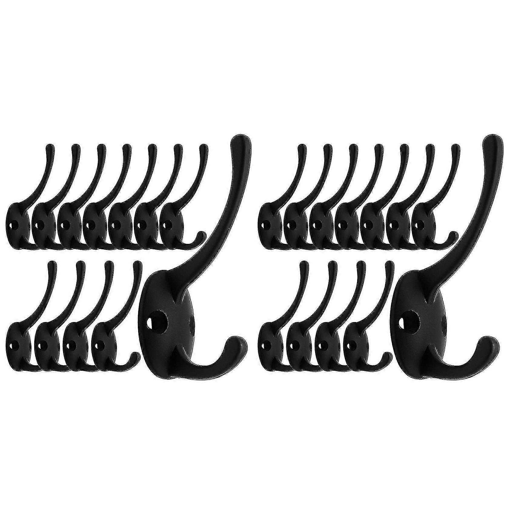12 Pack Black Coat Hooks Wall Mounted With Retro Double Hooks