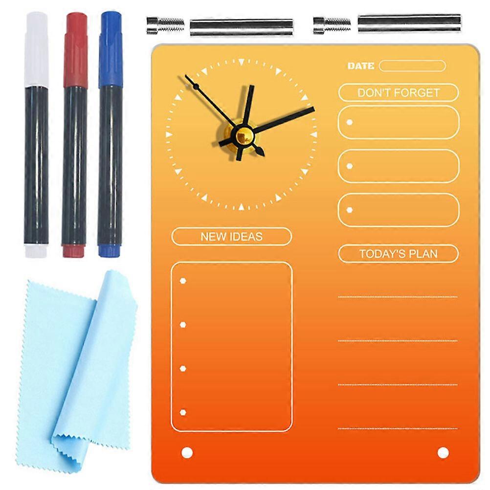 1 Set Desktop Planning Board Acrylic Planner Board Writing Message Board with Clock for Office