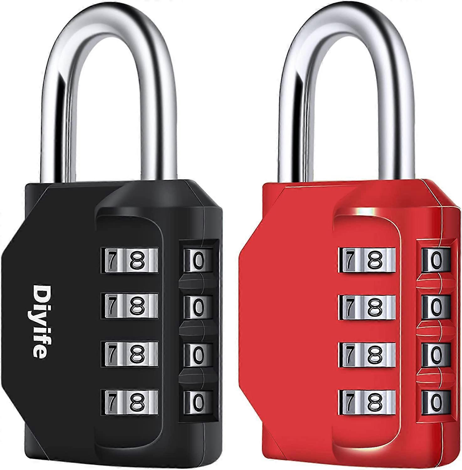 Combination Padlock, [2 Pack] Diyife 4 Digit Combination Lock, Waterproof Padlock for School Gym Locker, Filing Cabinets, Toolbox, Fence, Hasp, Outdoo