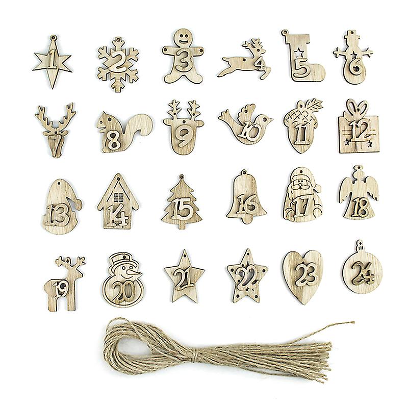 Christmas Advent Calendar Bags 24 Days Embellishments 1-24 Wooden Listing Labels HFMQV