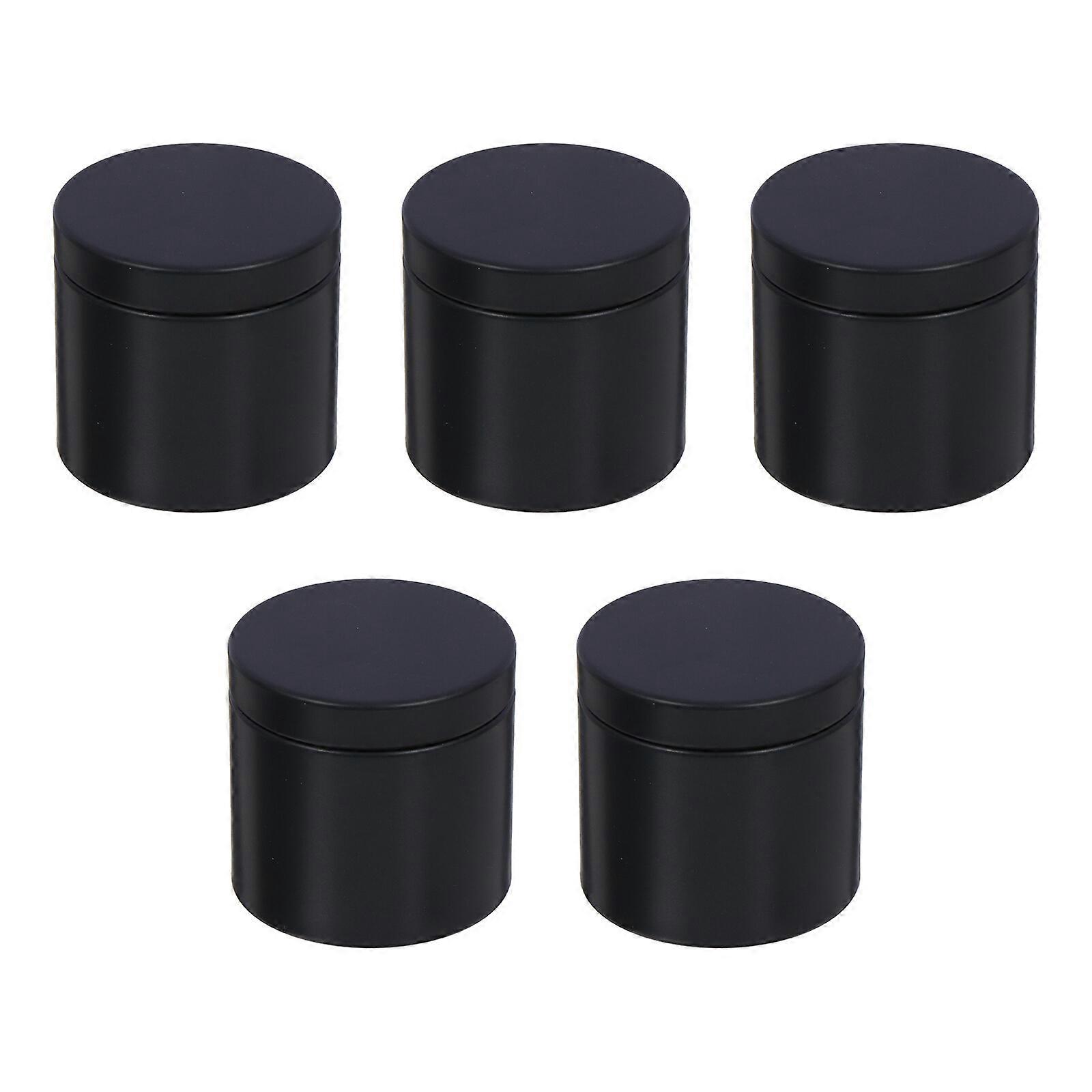 5pcs Tinplate Round Containers Small Tea Can Tea Jar Canister Candle Tins