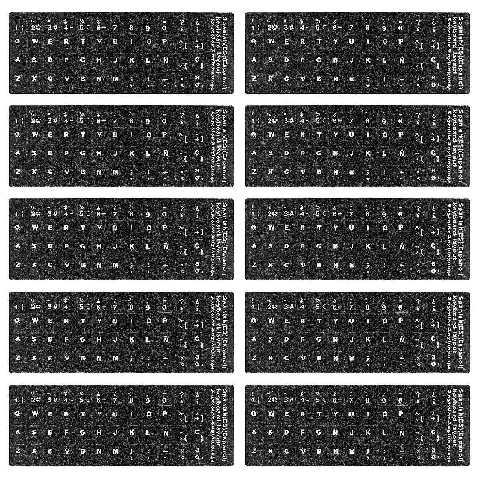 10 feuilles Espagnol Ordinateur Clavier Autocollants Ordinateur Portable Ordinateur Portable Clavier Autocollants Universal Clavier Autocollants