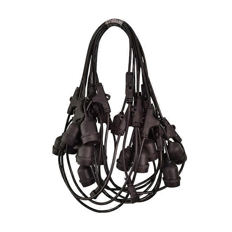 Black outdoor light chain with 20 E27 sockets,L:10m.