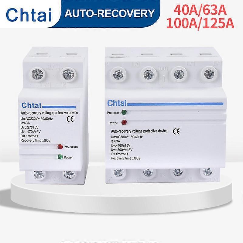 1P+N 3P+N 40A 63A 100A 125A 230/400V 35mm שחזור אוטומטי של מסילת דין חיבור מחדש על גבי מתח ותחת התקן מגן מתח