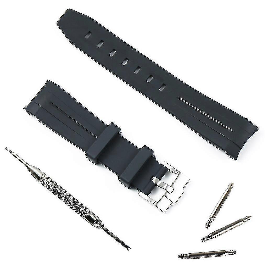 Rubber Watchband Strap Black Tw