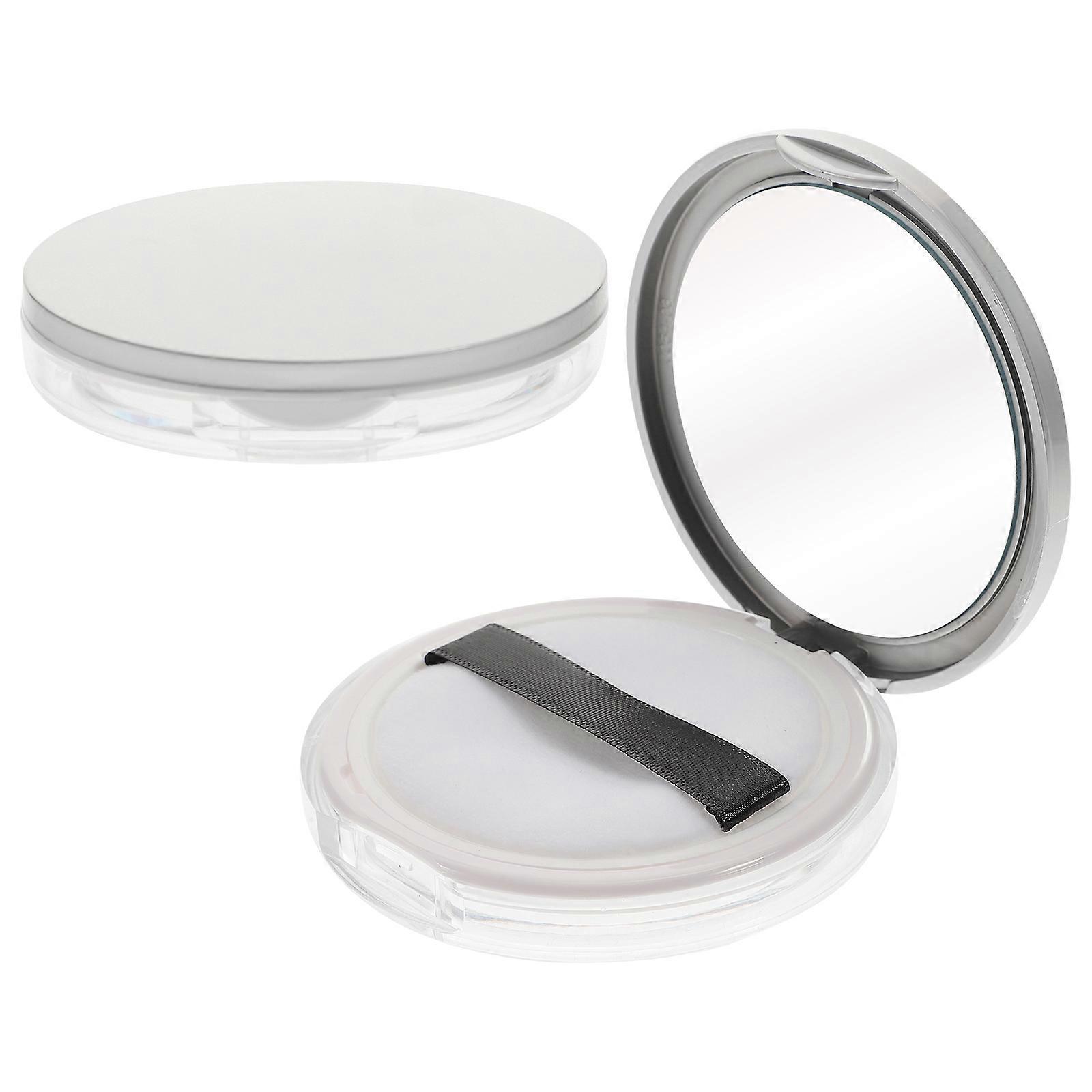 2pcs Portable Loose Powder Box Cosmetic Box Powder Case with 2pcs Puff