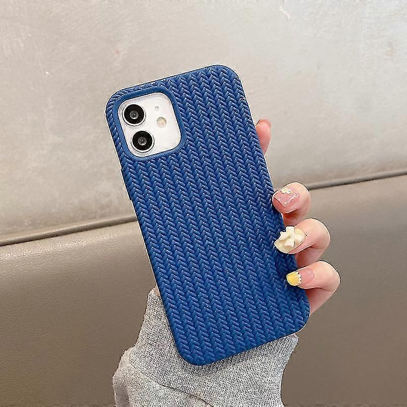 For Iphone 11 Pro Max Herringbone Texture Silicone Protective Case (sea Blue)