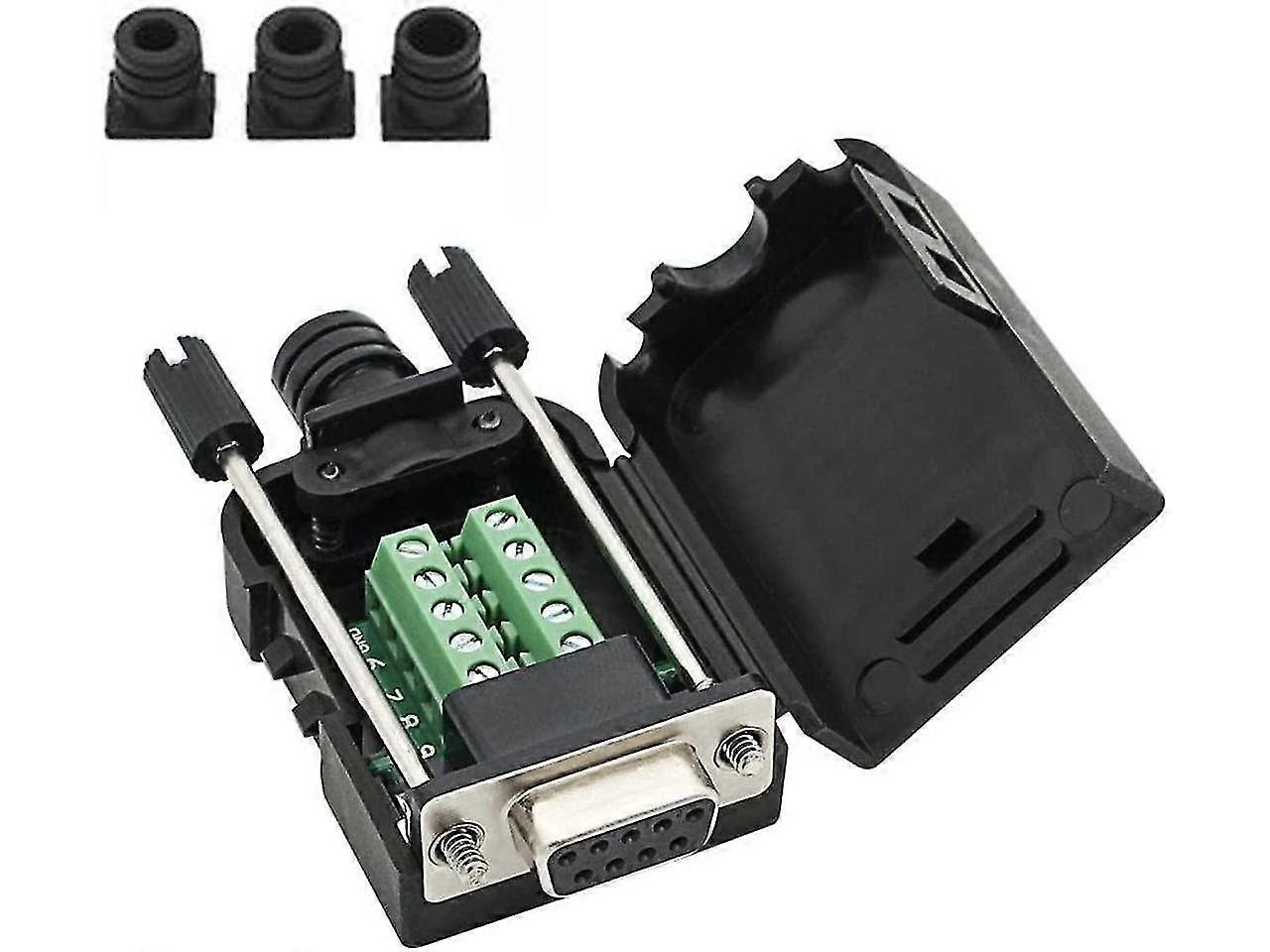 Db9 Breakout Connector To Wiring Terminal Rs232 D-sub Male Serial Adapters Port Breakout Board Solder-free Module With Case( Female Serial Adapter)