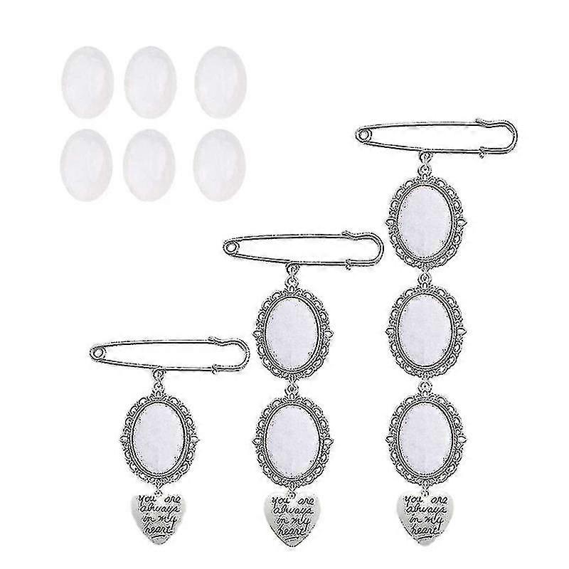 Bukiet ślubny Photo Charm Diy Pin Broszka Making Kit Lacy Frame Charm Oval Picture Frame With Pendant For Holiday Heart Hk