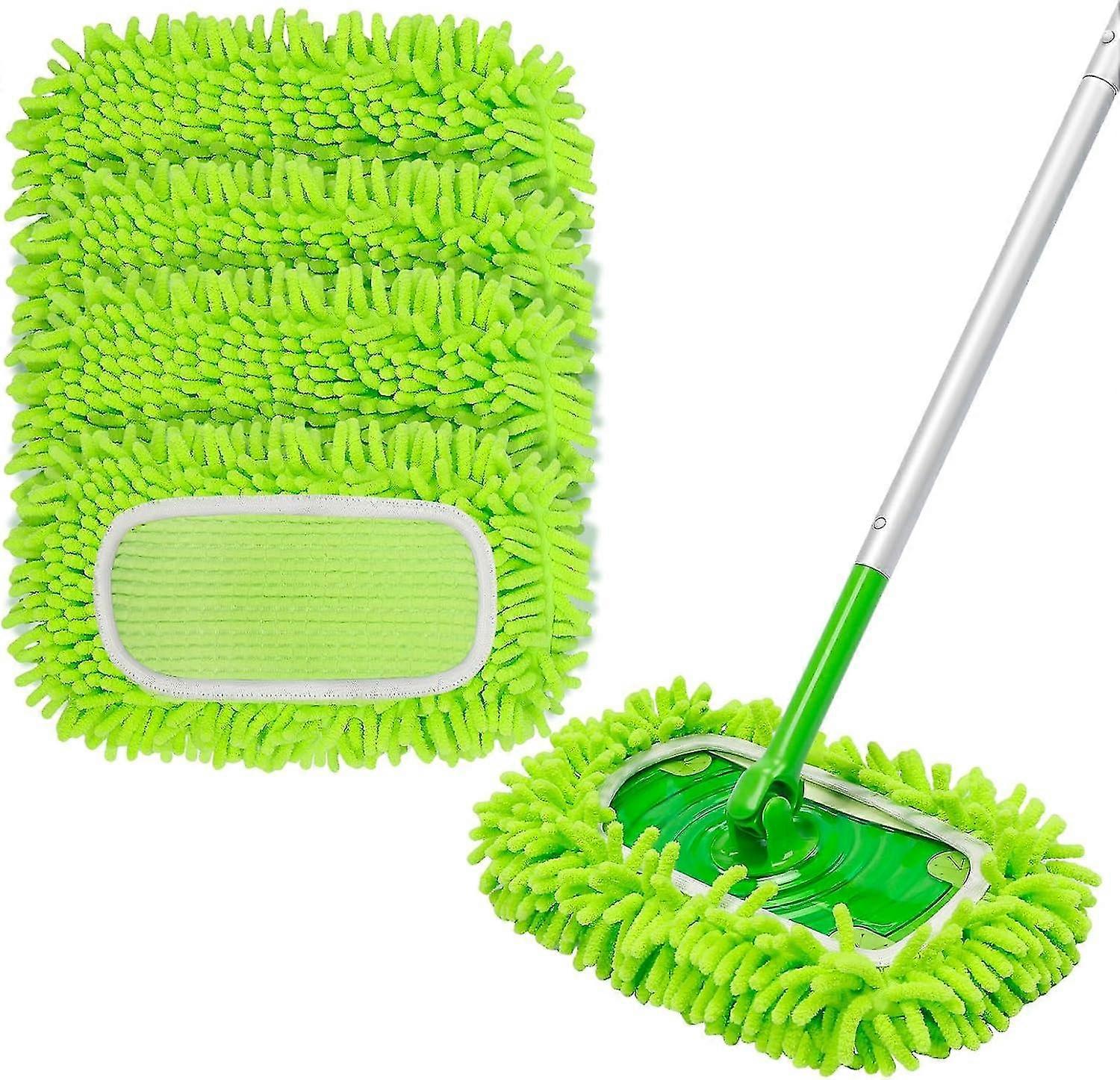 4pcs Microfiber limpeza Mop Refill Pad, almofadas reutilizáveis compatíveis com varredora Swiffer, cabeças de 10 polegadas usadas molhadas ou Dry_Mon
