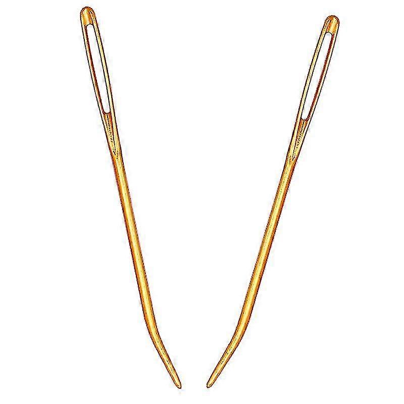 2pcs Aluminum Bent Tip Tapestry Darning Knitting Needle Needlework Crafts Sewing