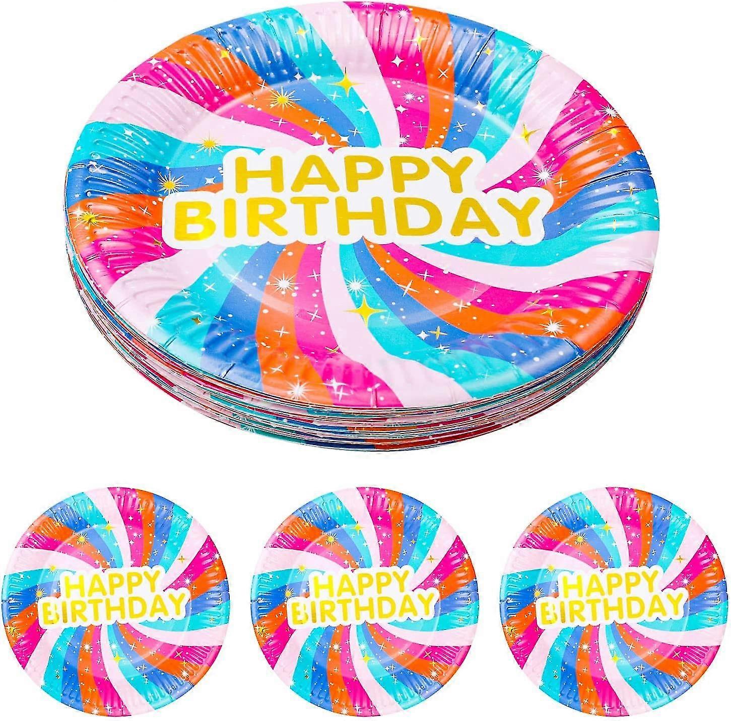 Birthday Party Plates, Iave 7" Color Bronzed Paper Plates, Iave 30-pack Colored