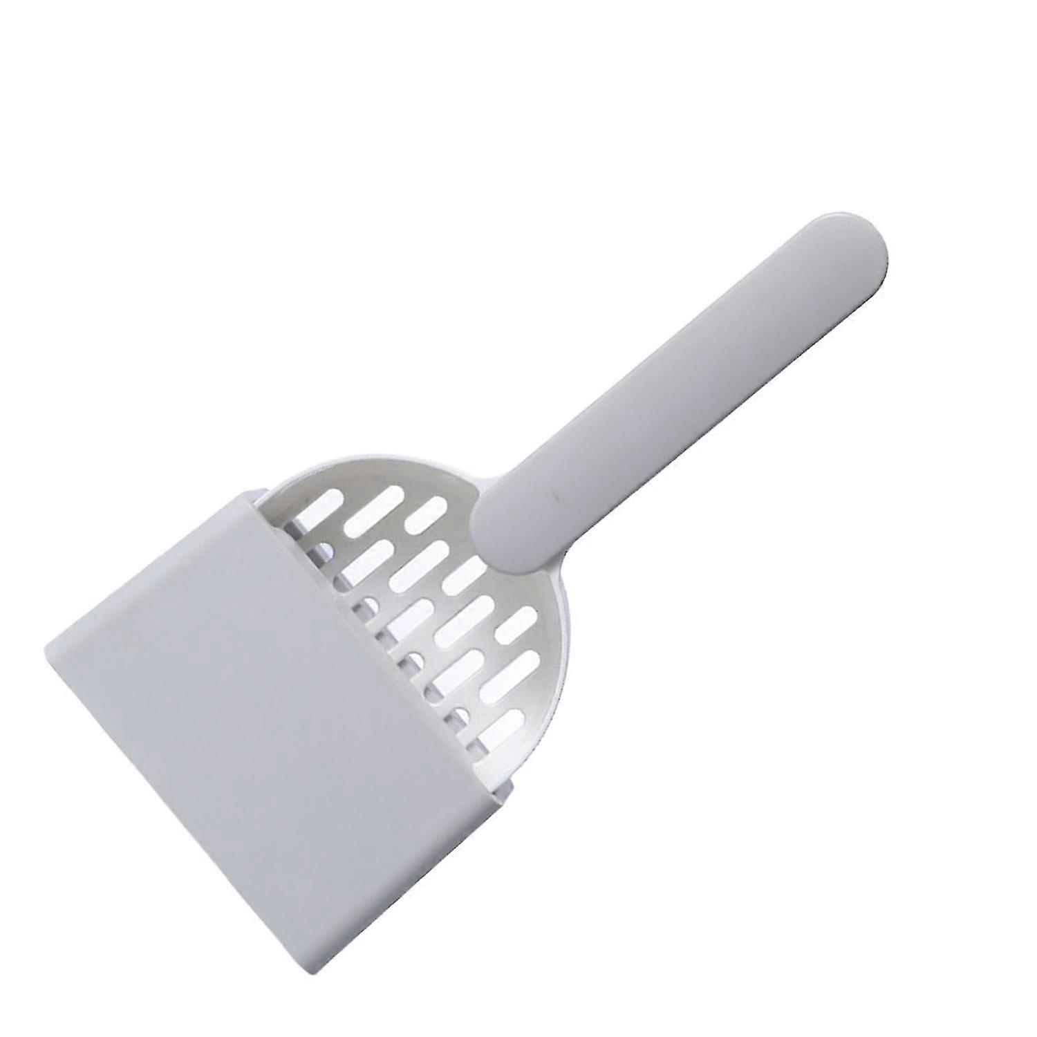 Kitty Litter Scoop Large Size ABS Portable Durable Cat Litter Sifter Scoop for Home White and Grey