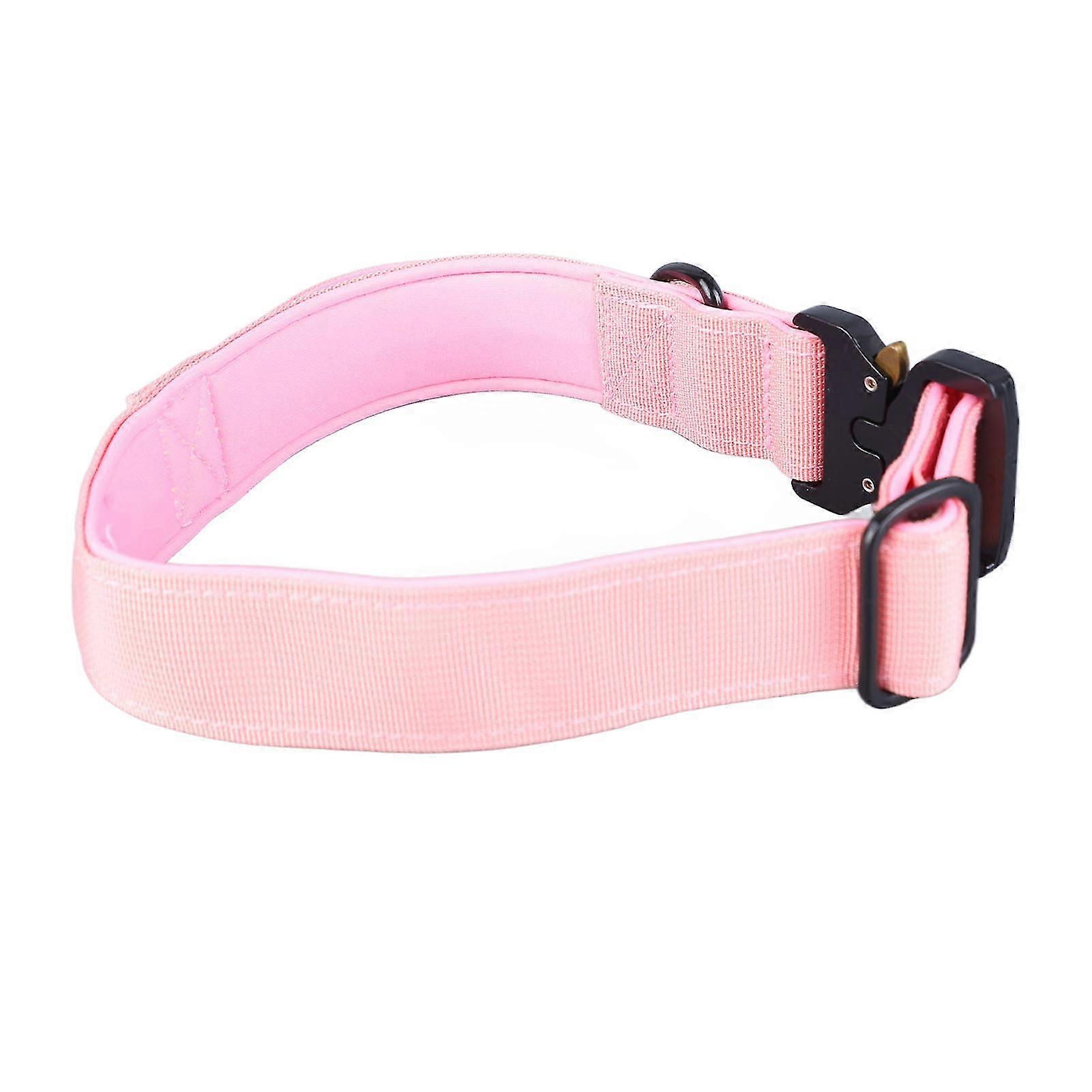 Adjustable Pink Polyester Dog Collar with Control Handle for Medium and Large Dogs
