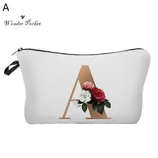 Sac à crayons pratique Fermeture éclair Lettre Fleur Motif Sac à main polyvalent léger résistant à l’usure