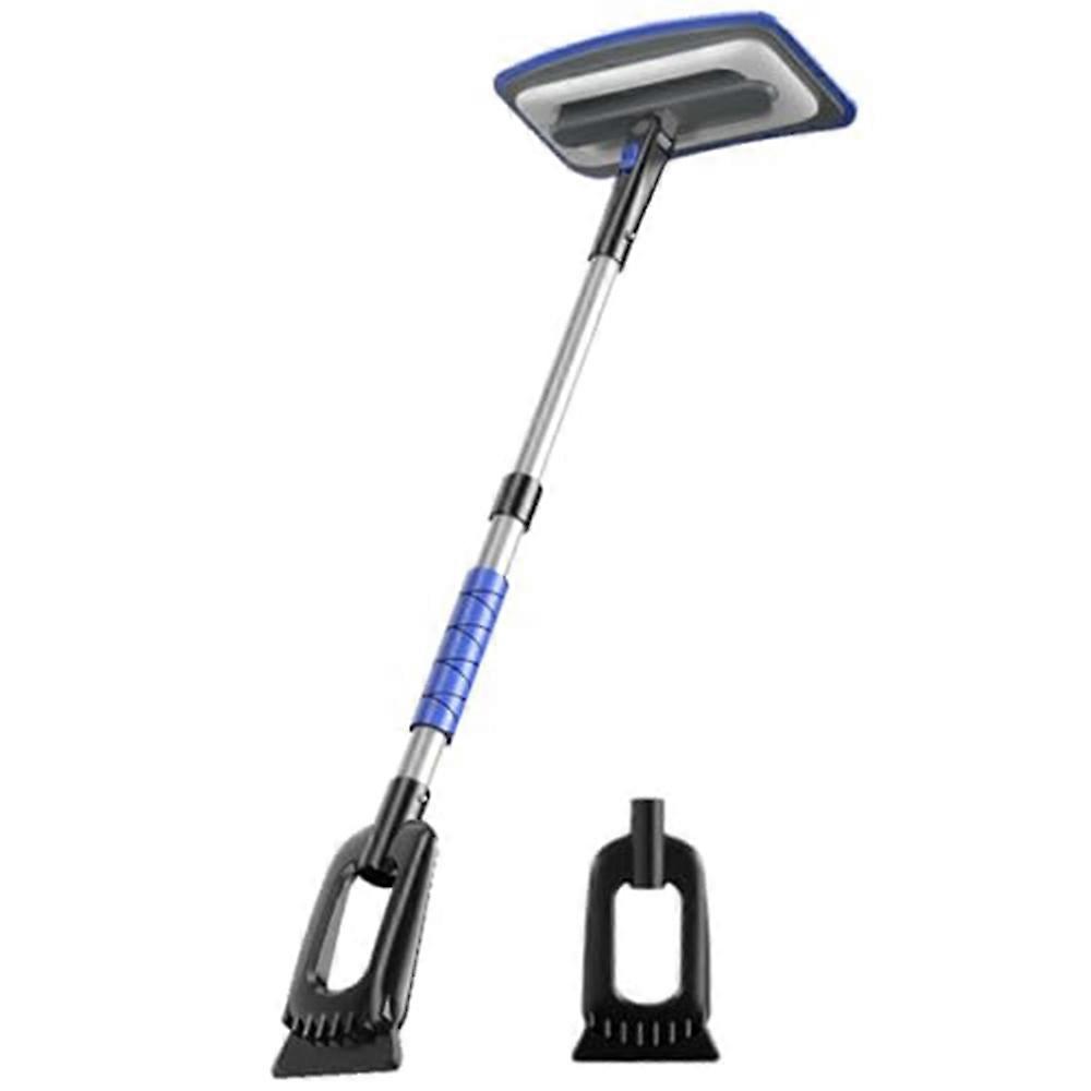 Car Snow Brush Ice Scraper 3 in 1 Extendable Aluminum Alloy Winter Snow Removal Tool - Blue