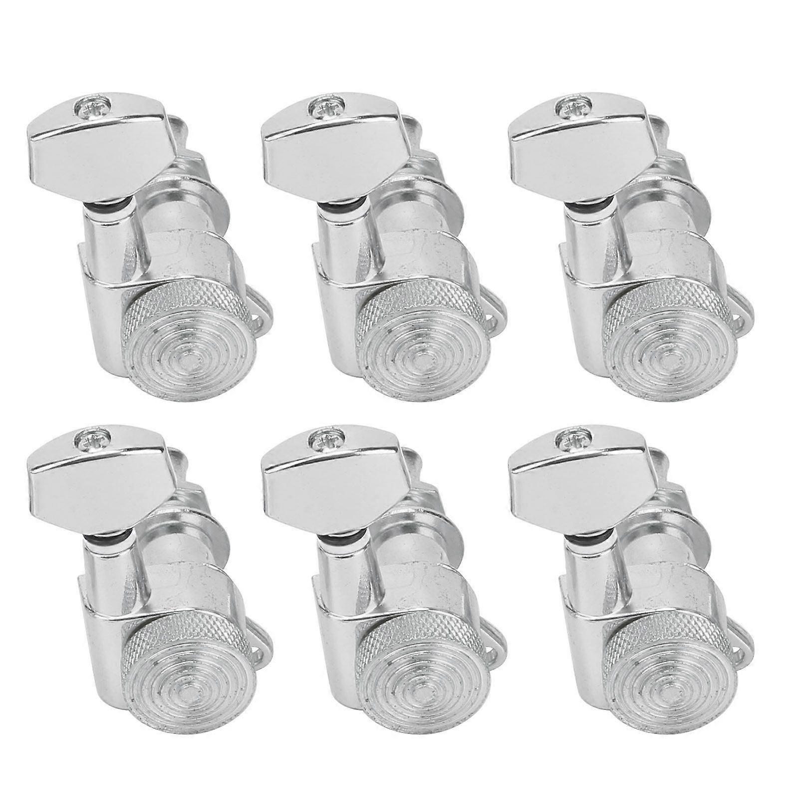 6Pcs Locking Guitar String Tuning Peg Metal Electric Sealed Tuner Head Key Set Kit Silver6 Right Peg Set