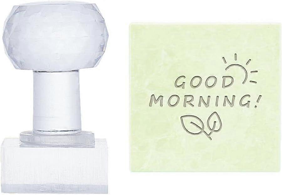 Word Soap Stamp Good Morning Acrylic Stamp with Handle Soap Embossing Stamp Soap Chapter Imprint Stamp for Handmade Soap Cookie Clay Pottery Stamp Bis