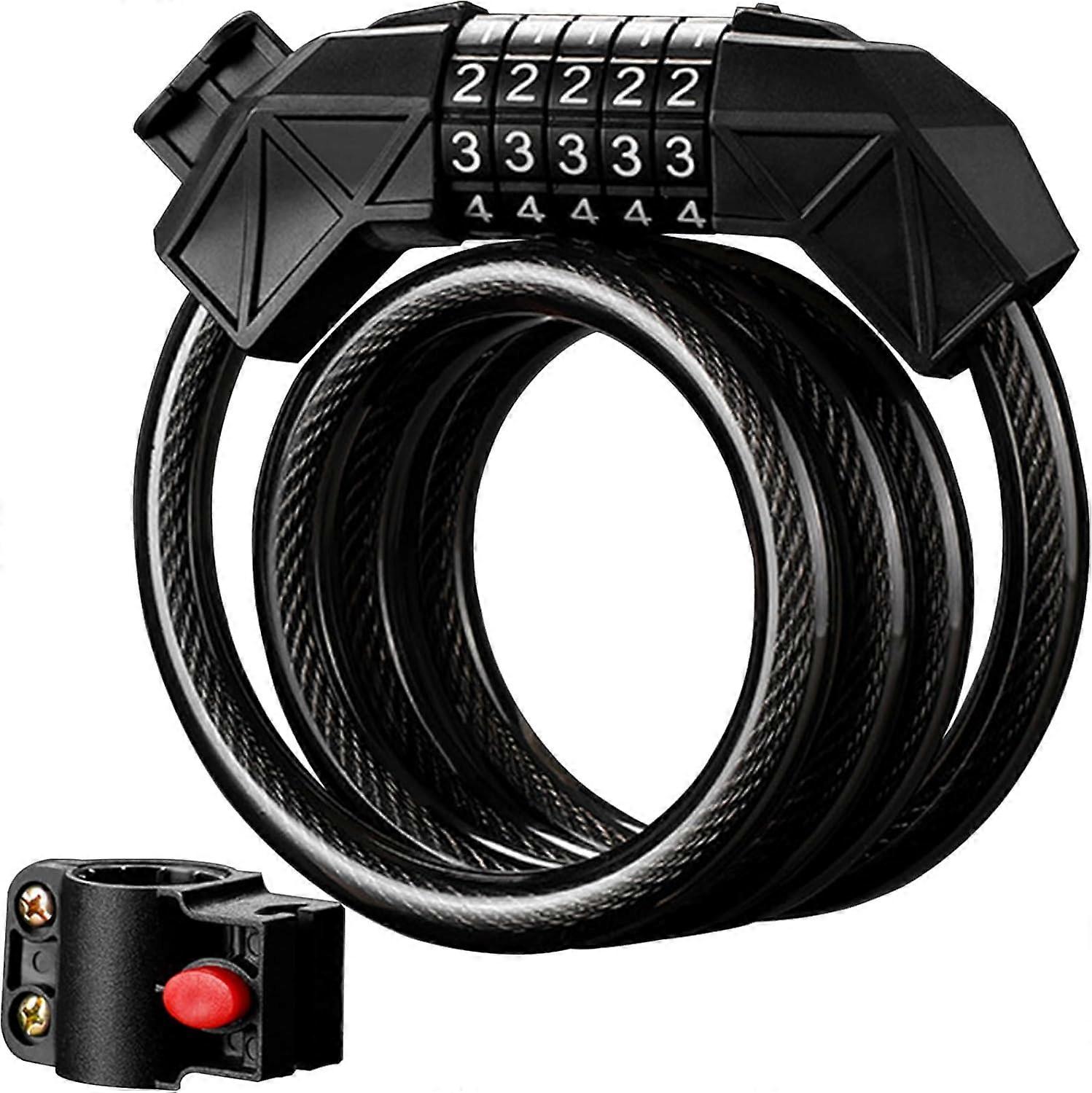 Bike Lock with 5 Digit Resettable Combination for Motorcycles Scooters Heavy-Duty Steel Security Cable Lock