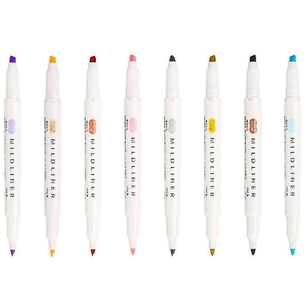 Double Ended Highlighter Set, Broad And Fine Point Tips, Assorted Ink Planner Colors, 8-pa