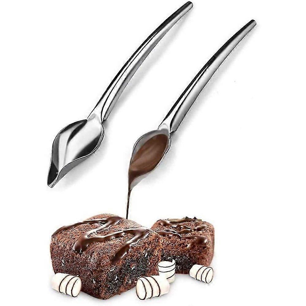 Stainless Steel Decorating Spoons Set For Diy Cake Chocolate Pastry, 2 Set Pencil Shape Filter Spoons
