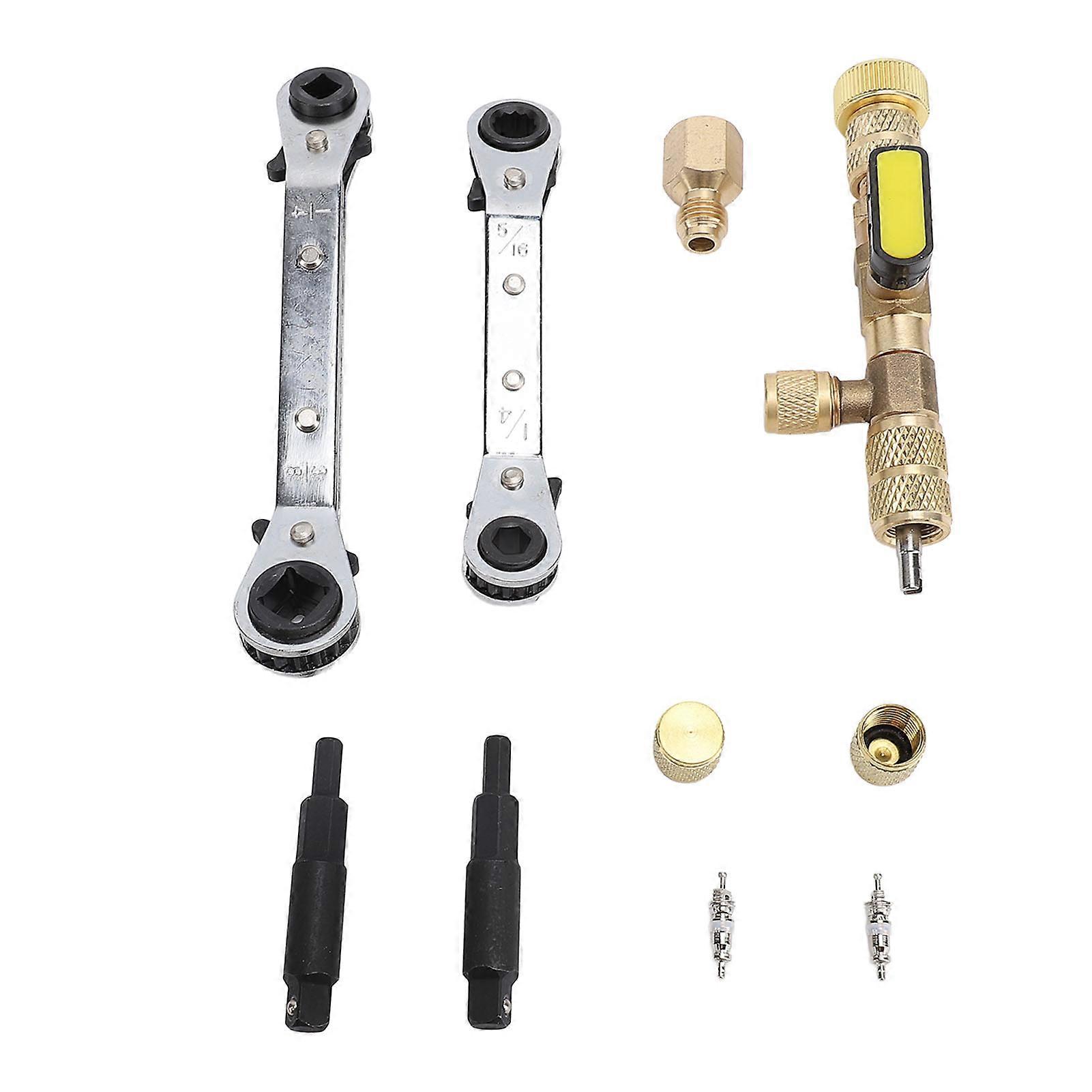 Valve Core Remover Tool with Dual Size SAE 1/4in and 5/16in Port Valve Core Remover Installer Tool for R22 R12 R407 R410 R404 R32 AC System 23pc Set