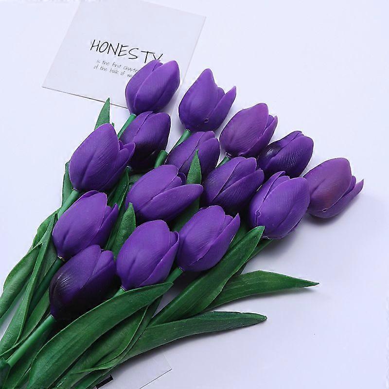 10 Stunning Realistic Touch Pu Artificial Tulip Bouquet With Stem-yellow