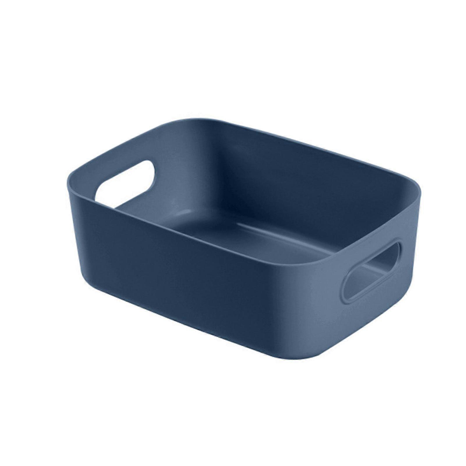 Desktop Storage Basket PP Cosmetic Storages Box Desktops Sundries Organizer with Handle for HouseholdSmall Blue